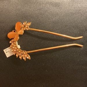 Gold crystal butterfly fashion hair comb